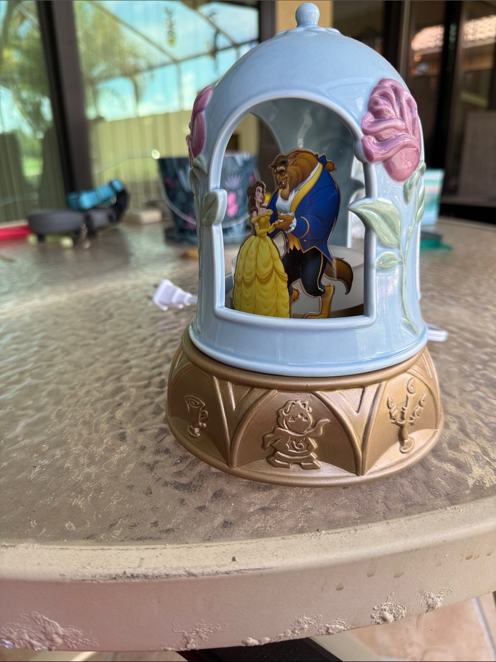 Disney Beauty and the Beast Blue, Gold, Pink Figurine Night Light - Picture 2 of 7